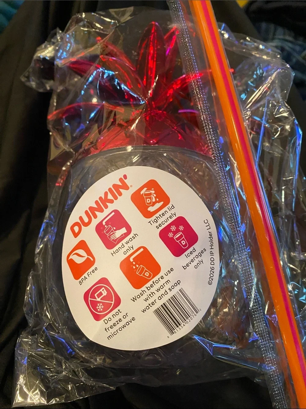 NEW! LIMITED EDITION Dunkin Donuts Pineapple Pink Metallic Cup and Straw